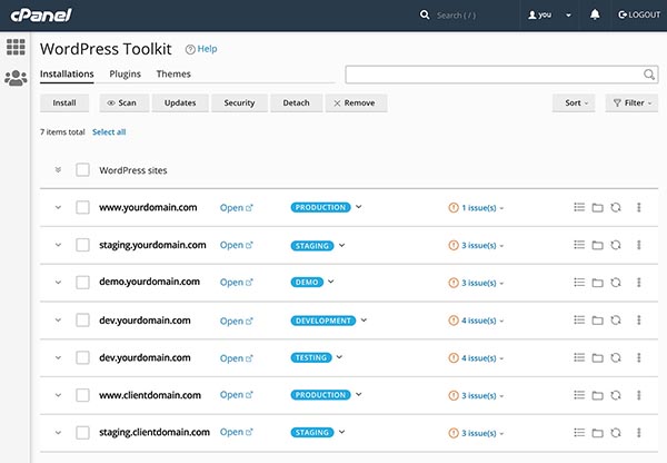 Wordpress Toolkit User Interface